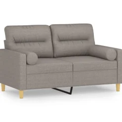 vidaXL Sofá de 2 plazas con cojines tela gris taupe 120 cm Taupé Clearance