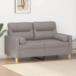 vidaXL Sofá de 2 plazas con cojines tela gris taupe 120 cm Taupé Clearance