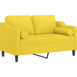 vidaXL Sofá de 2 plazas con cojines tela 120 cm Amarillo claro Online
