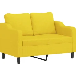 vidaXL Sofá de 2 plazas con cojines tela 120 cm Amarillo claro Online