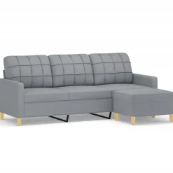 vidaXL Sofás-Sofá de 3 plazas con taburete de tela 180 cm