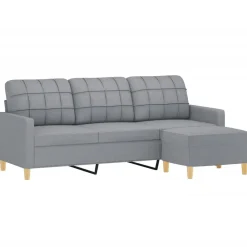 vidaXL Sofás-Sofá de 3 plazas con taburete de tela 180 cm