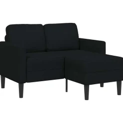 vidaXL Sofá de 2 plazas con chaise longue en forma L negra 125cm Negro