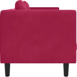 vidaXL Sofá de 2 plazas con cojines terciopelo rojo tinto Rojo vino tinto Discount