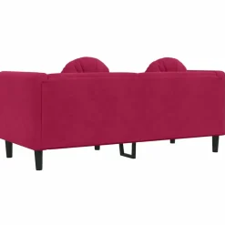 vidaXL Sofá de 2 plazas con cojines terciopelo rojo tinto Rojo vino tinto Discount