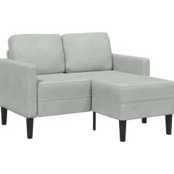 vidaXL Sofá de 2 plazas con chaise longue en forma L 125 cm Gris claro