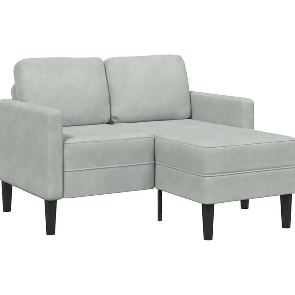 vidaXL Sofá de 2 plazas con chaise longue en forma L 125 cm Gris claro