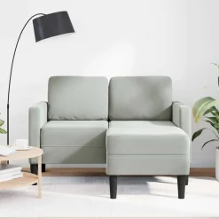 vidaXL Sofá de 2 plazas con chaise longue en forma L 125 cm Gris claro