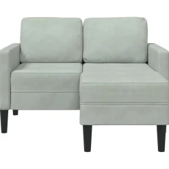 vidaXL Sofá de 2 plazas con chaise longue en forma L 125 cm Gris claro