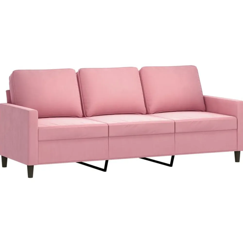 vidaXL Sofá de 3 plazas con taburete de terciopelo 180 cm Rosa Clearance