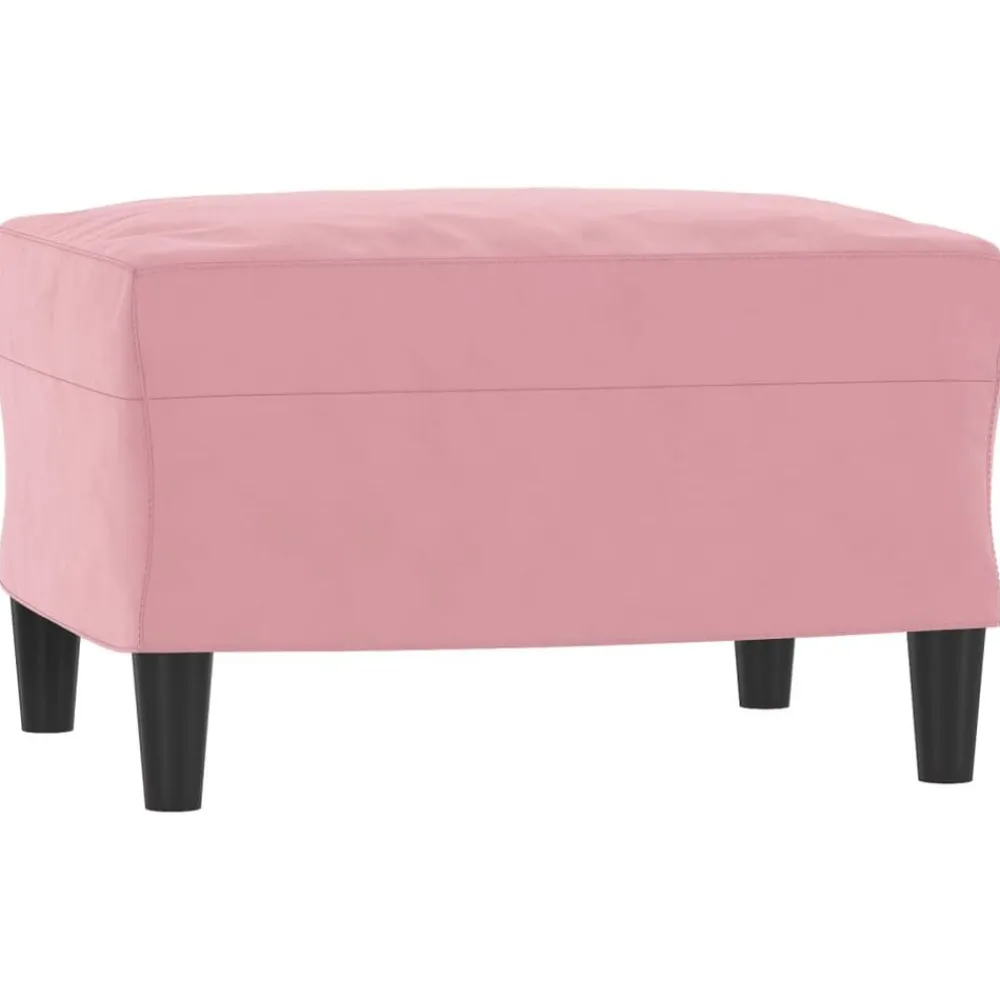 vidaXL Sofá de 3 plazas con taburete de terciopelo 180 cm Rosa Clearance