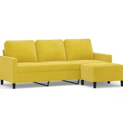 vidaXL Sofás-Sofá de 3 plazas con taburete terciopelo 180 cm