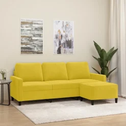 vidaXL Sofás-Sofá de 3 plazas con taburete terciopelo 180 cm