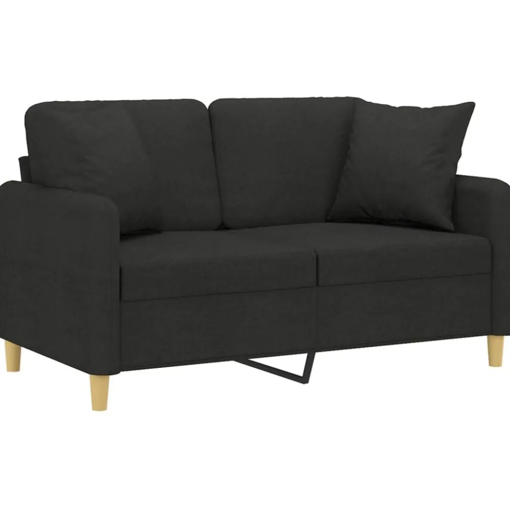 vidaXL Sofá de 2 plazas con cojines tela 120 cm Negro New