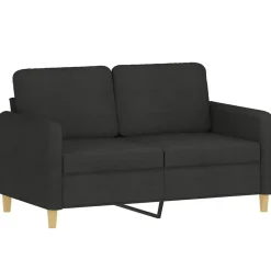 vidaXL Sofá de 2 plazas con cojines tela 120 cm Negro New