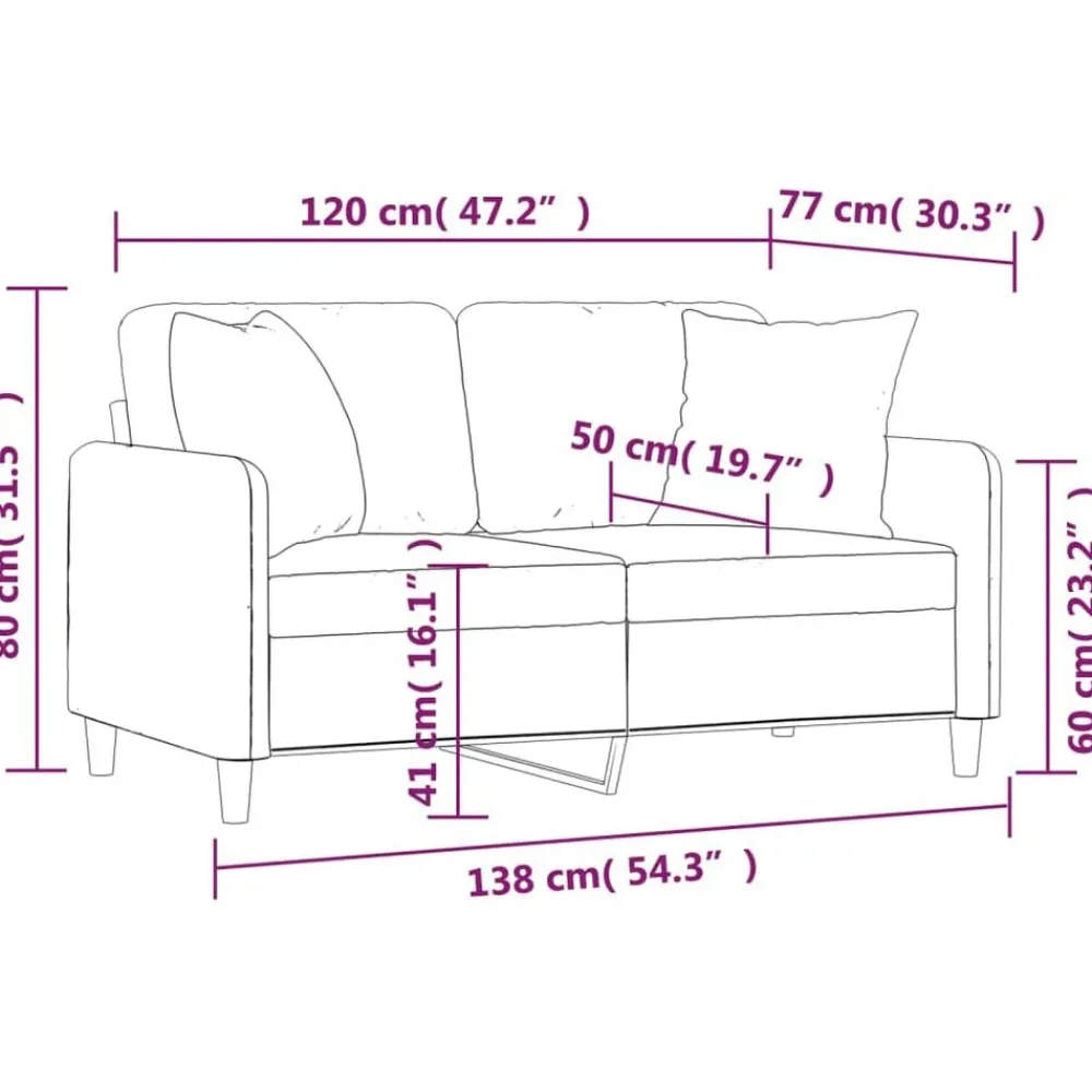 vidaXL Sofá de 2 plazas con cojines tela 120 cm Negro New