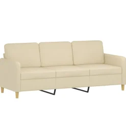 vidaXL Sofá de 3 plazas con taburete de tela 180 cm Crema Clearance