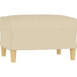 vidaXL Sofá de 3 plazas con taburete de tela 180 cm Crema Clearance