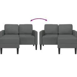 vidaXL Sofás-Sofá de 2 plazas con chaise longue en forma de L, color , 125 cm, tela,