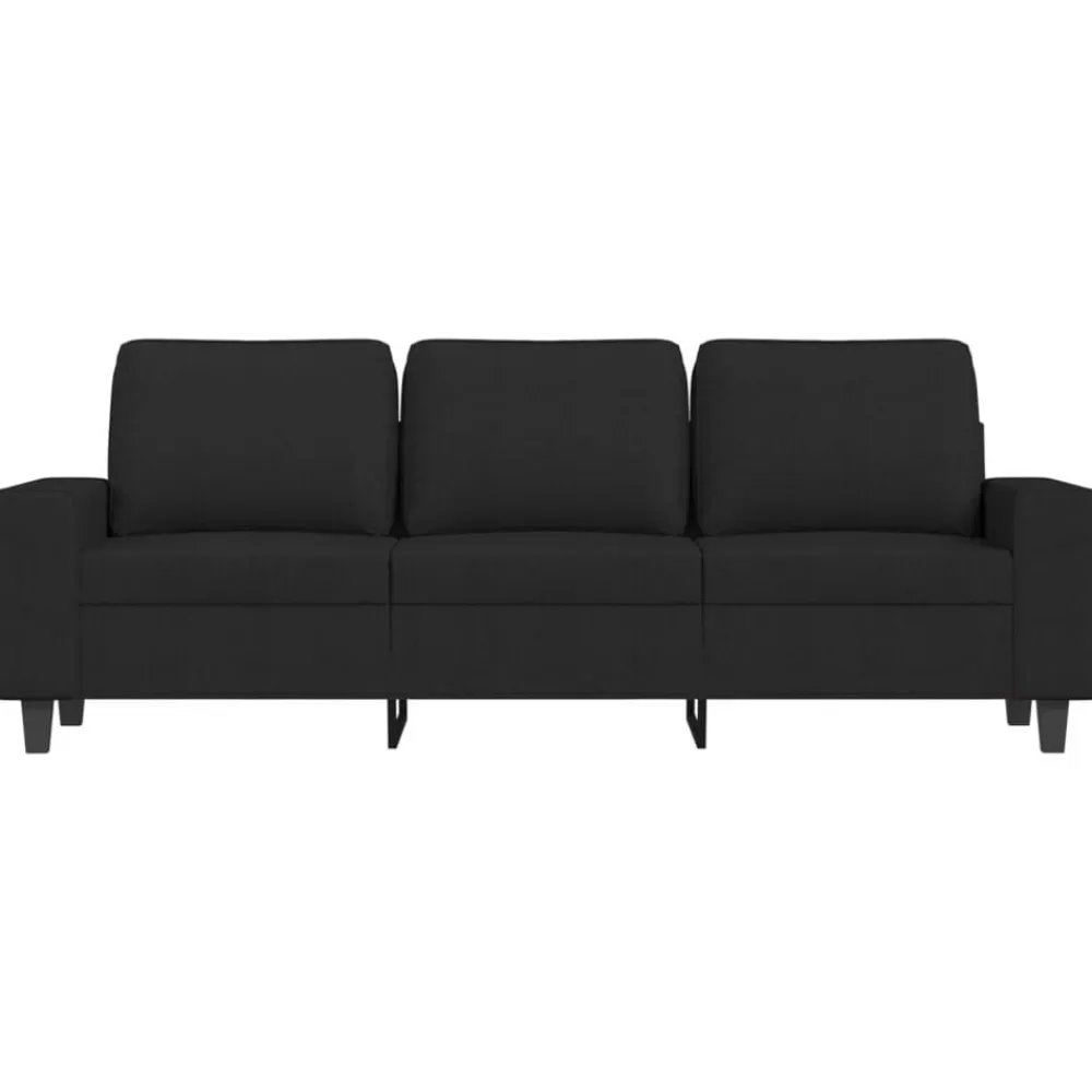 vidaXL Sofá de 3 plazas con taburete de tela 180 cm Negro Clearance