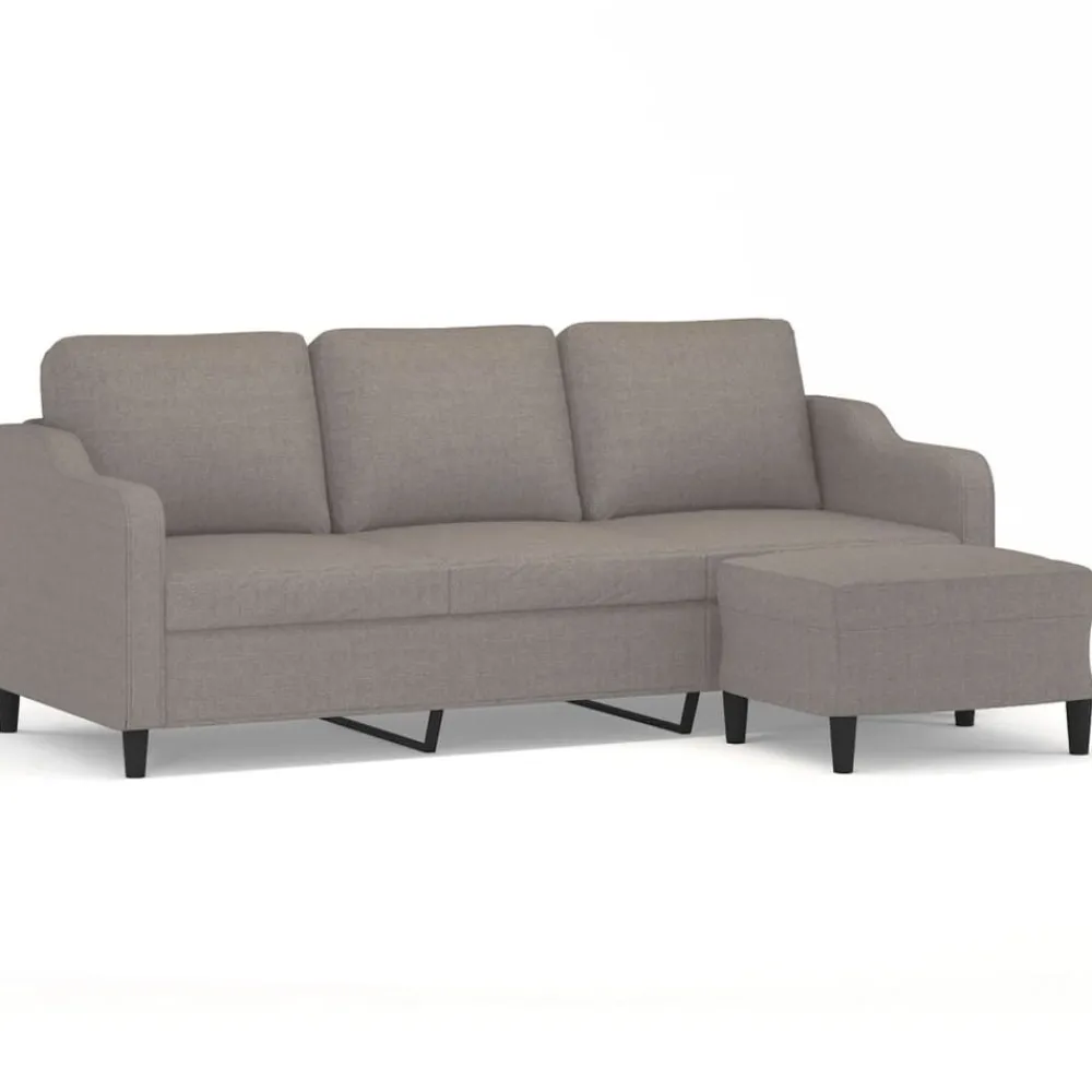 vidaXL Sofá de 3 plazas con taburete de tela gris taupe 180 cm Taupé Sale