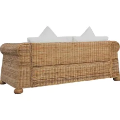 vidaXL Sofás-Sofá de 2 plazas con cojines ratán natural