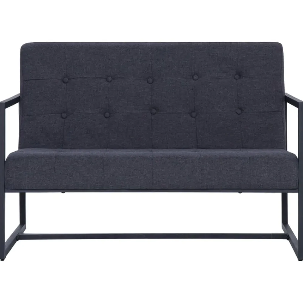 vidaXL Sofá de 2 plazas con reposabrazos acero y tela Gris oscuro Best