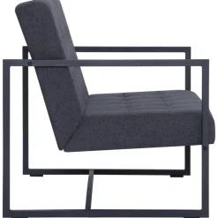 vidaXL Sofá de 2 plazas con reposabrazos acero y tela Gris oscuro Best