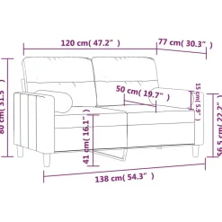vidaXL Sofás-Sofá de 2 plazas con cojines tela 120 cm