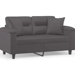 vidaXL Sofá de 2 plazas con cojines cuero sintético 120 cm Gris Best