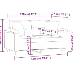 vidaXL Sofá de 2 plazas con cojines cuero sintético 120 cm Gris Best