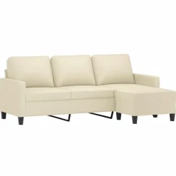 vidaXL Sofás-Sofá de 3 plazas con taburete cuero sintético 180 cm