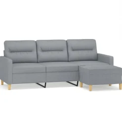 vidaXL Sofás-Sofá de 3 plazas con taburete de tela 180 cm