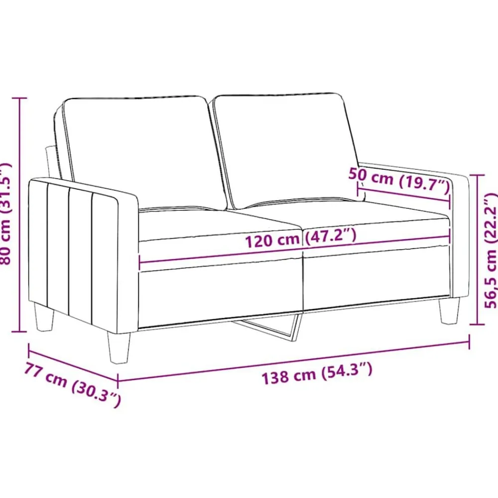 vidaXL Sofás-Sofá de 2 plazas de tela 120 cm