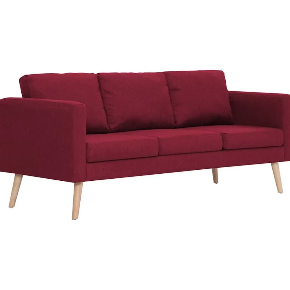 vidaXL Sofá de 3 plazas de tela color vino tinto Rojo New