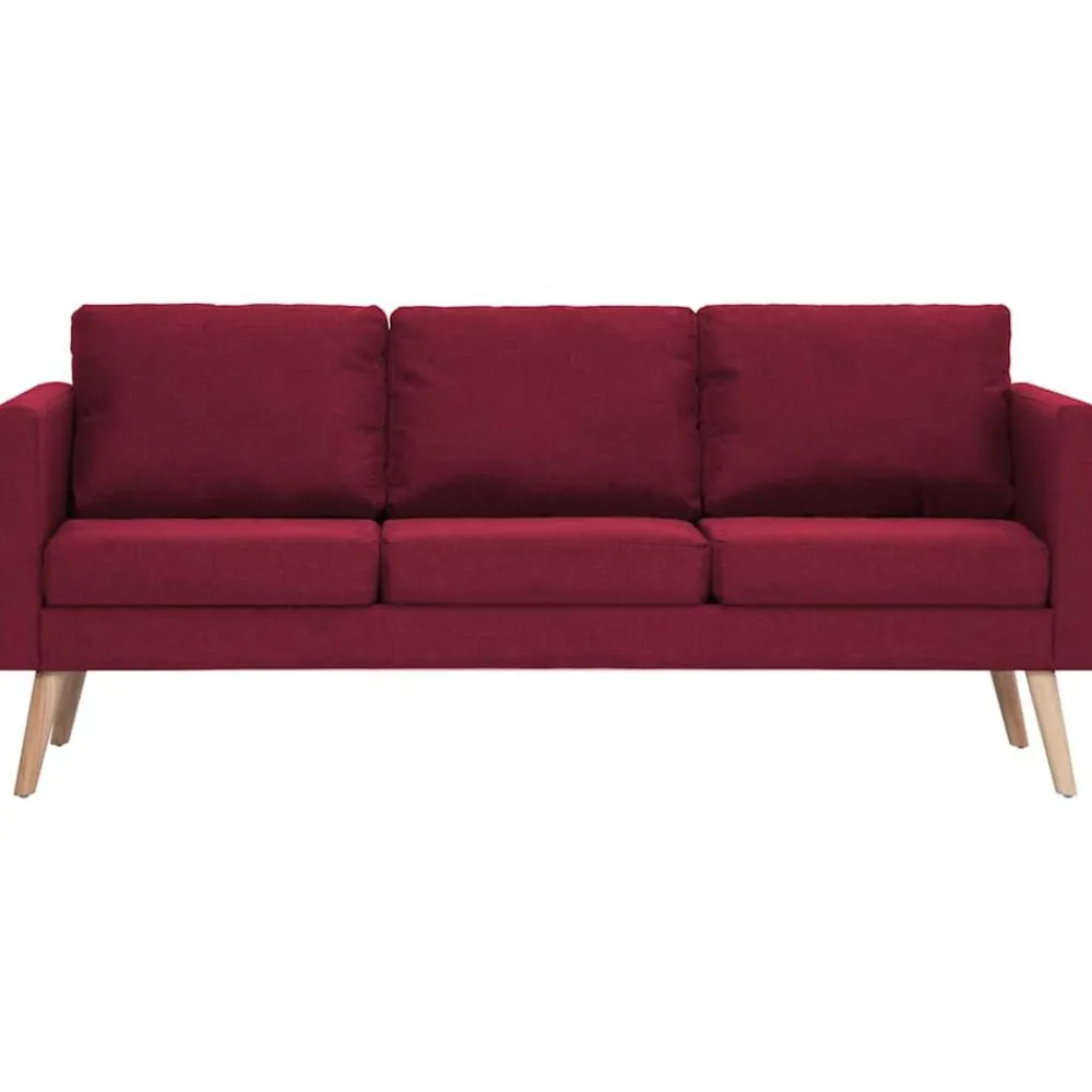 vidaXL Sofá de 3 plazas de tela color vino tinto Rojo New