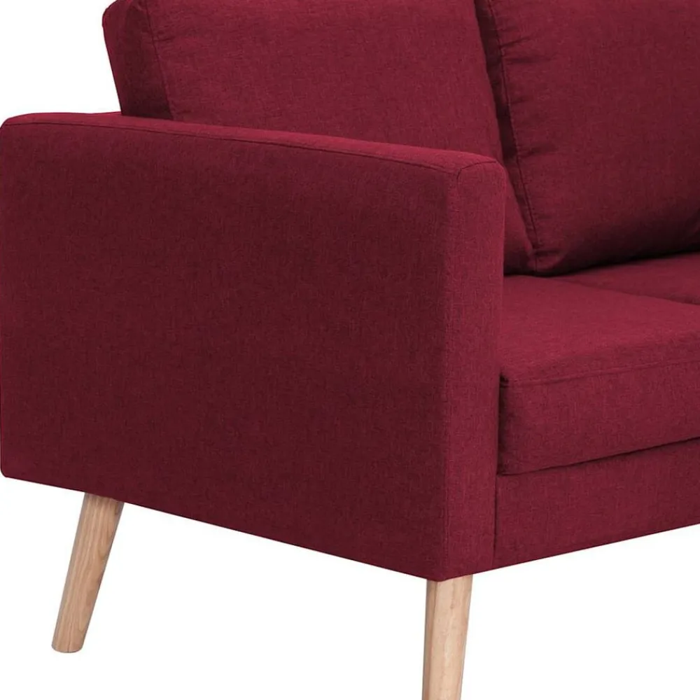 vidaXL Sofá de 3 plazas de tela color vino tinto Rojo New