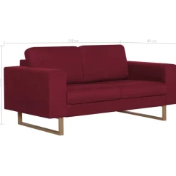 vidaXL Sofás-Sofá de 2 plazas de tela color vino tinto