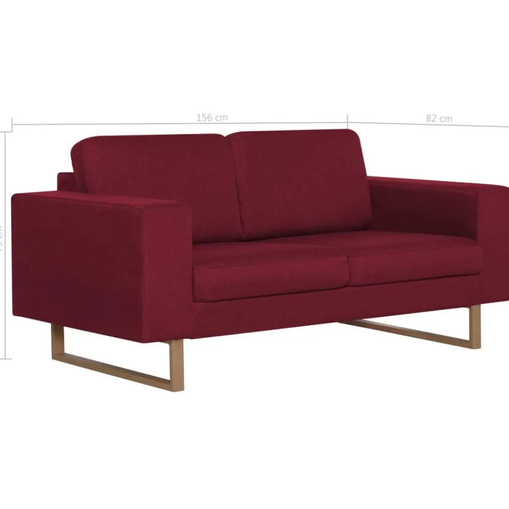 vidaXL Sofás-Sofá de 2 plazas de tela color vino tinto