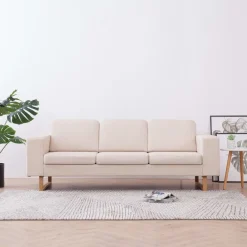 vidaXL Sofá de 3 plazas de tela color Crema