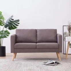 vidaXL Sofás-Sofá de 2 plazas de tela color gris taupe