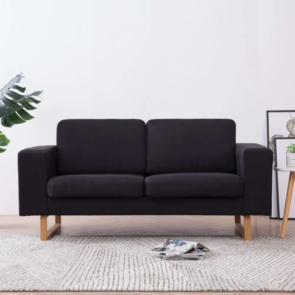 vidaXL Sofá de 2 plazas de tela Negro Discount