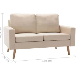vidaXL Sofá de 2 plazas de tela Crema New