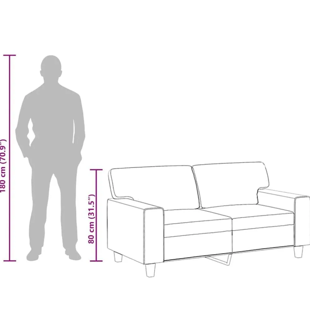 vidaXL Sofás-Sofá de 2 plazas de cuero sintético color 120 cm