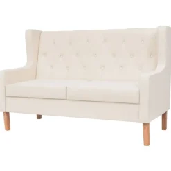 vidaXL Sofá de 2 plazas tela Blanco crema Discount