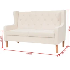 vidaXL Sofá de 2 plazas tela Blanco crema Discount