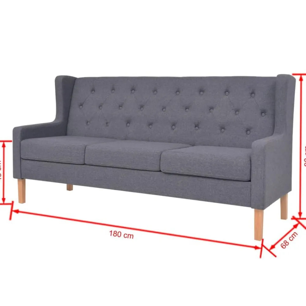 vidaXL Sofá de 3 plazas tela Gris New