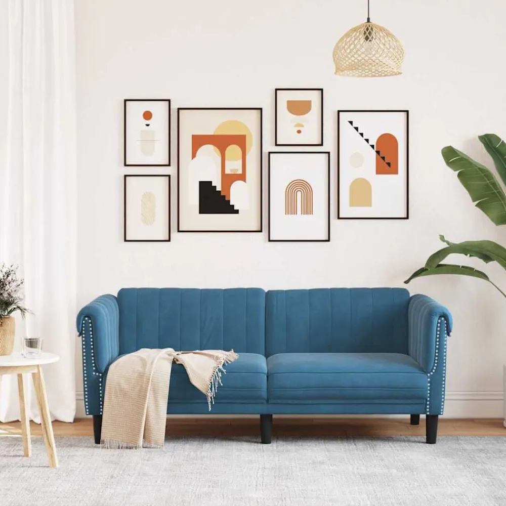 vidaXL Sofá de 2 plazas terciopelo Azul Best