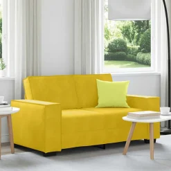 vidaXL Sofá de 2 plazas terciopelo 160x78x84 cm Amarillo Sale