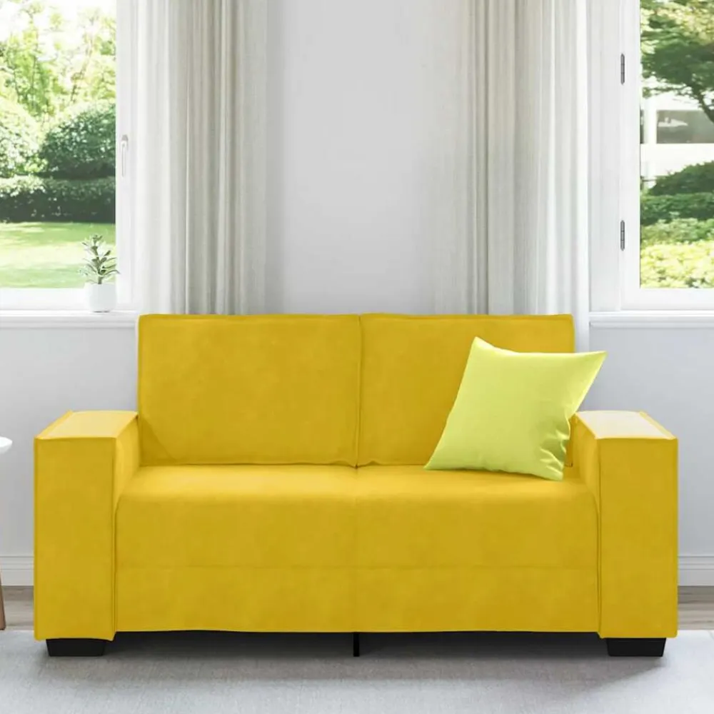 vidaXL Sofá de 2 plazas terciopelo 160x78x84 cm Amarillo Sale